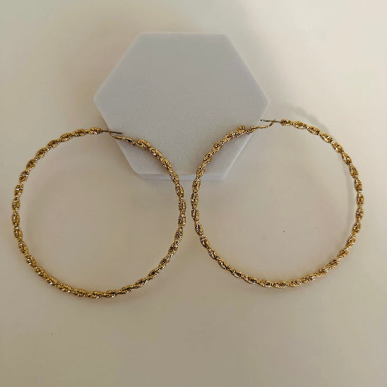 Affordable Large Twist Gold Hoop Earrings