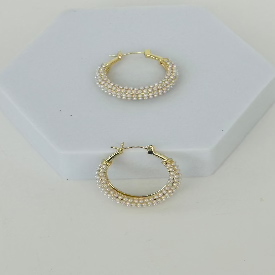 Affordable Small Pearl Hoop Earrings