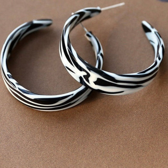 Zebra Hoop Earrings Bold Animal Print Jewelry
