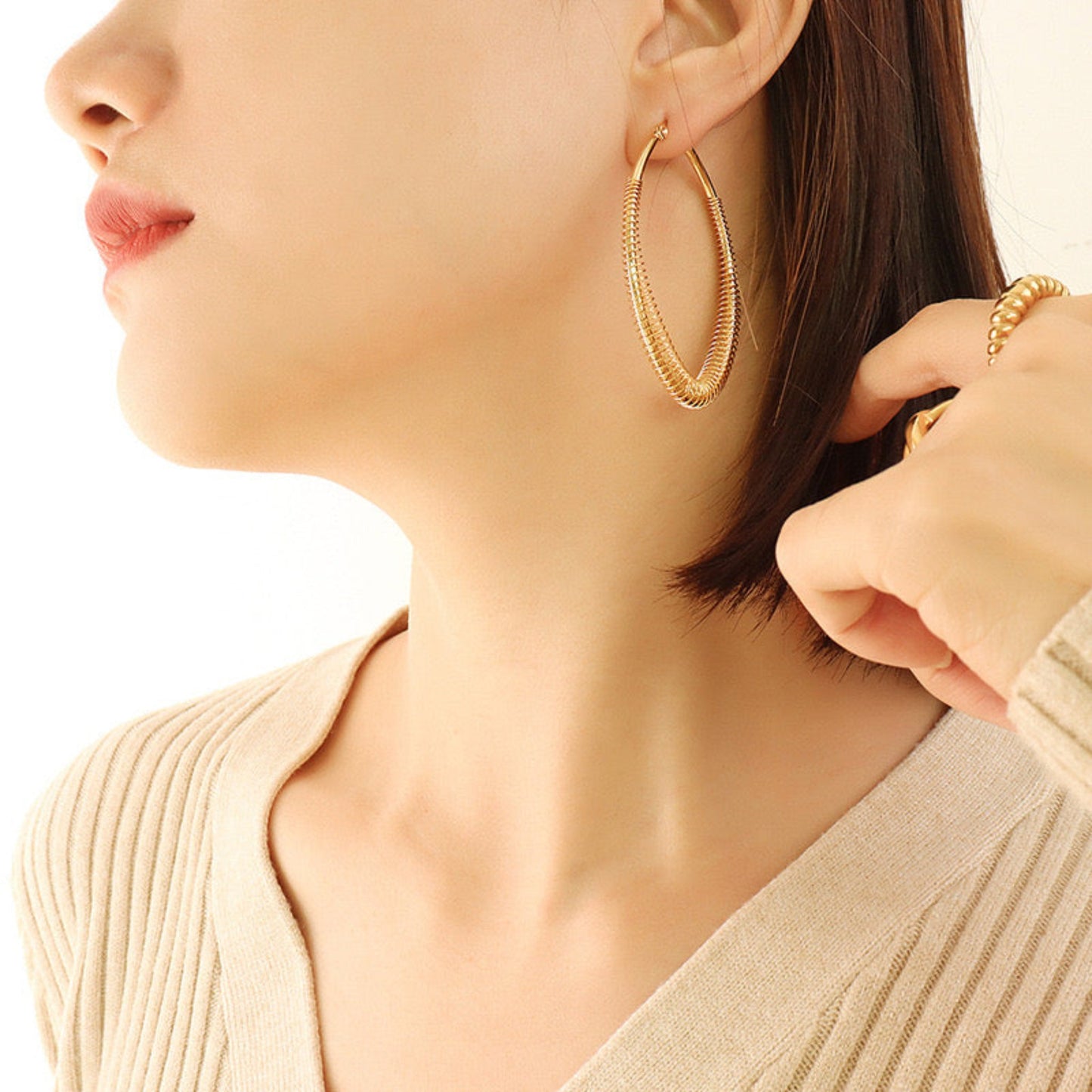 Affordable 18K Gold Plated Stainless Steel Hoop Earrings