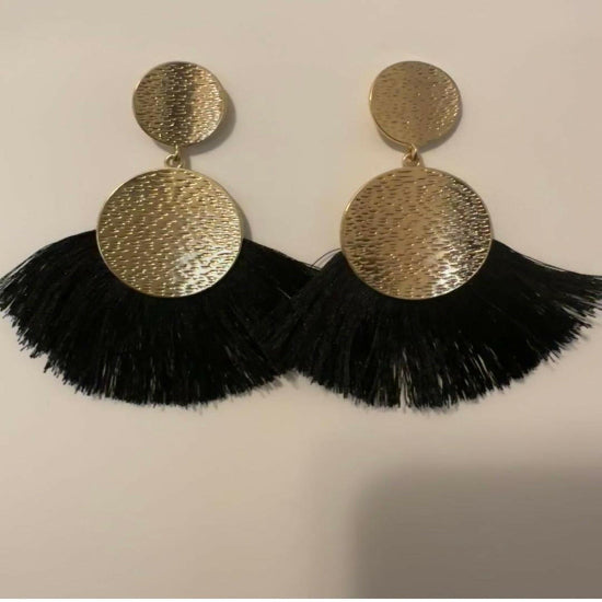 Black and gold drop earrings