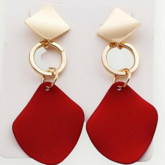 Red small drop earrings
