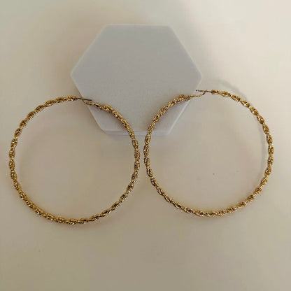 Affordable Large Twist Gold Hoop Earrings 