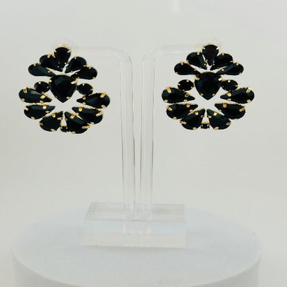 Black stud earrings with a classic, polished finish, offering a sleek and versatile accessory for any occasion. 