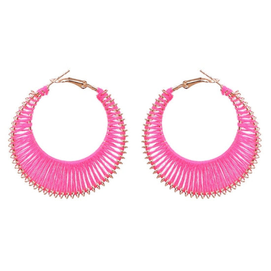 Affordable Metal rose red Boho hoop earrings

