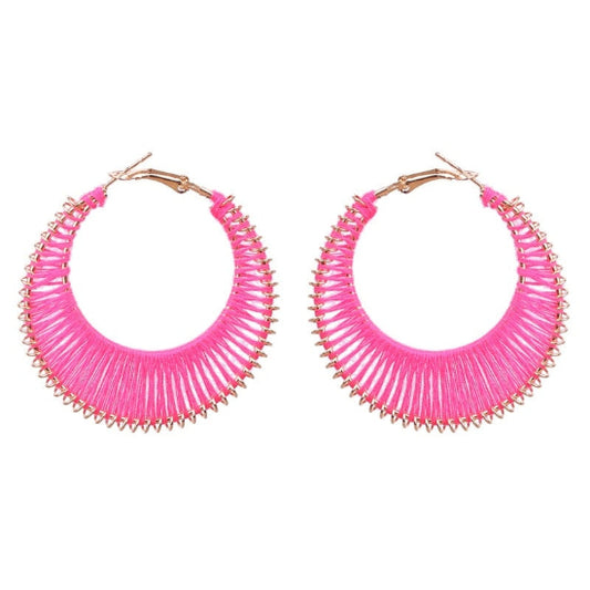 Affordable Metal rose red Boho hoop earrings

