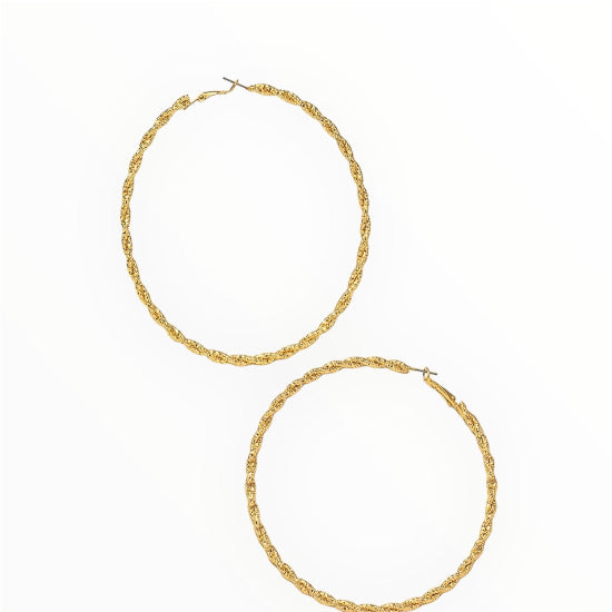Affordable Large Twist Gold Hoop Earrings 