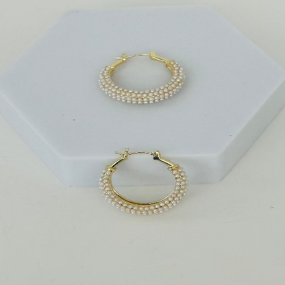 Affordable Small Pearl Hoop Earrings 