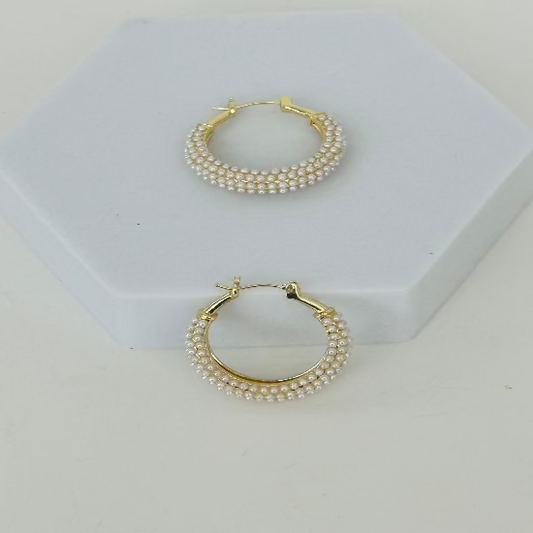Affordable Small Pearl Hoop Earrings 
