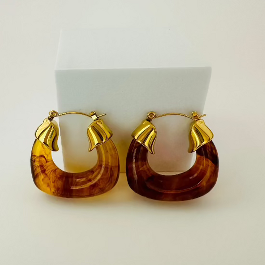 Affordable Brown hoop earrings Stainless Steel
18K gold plated
