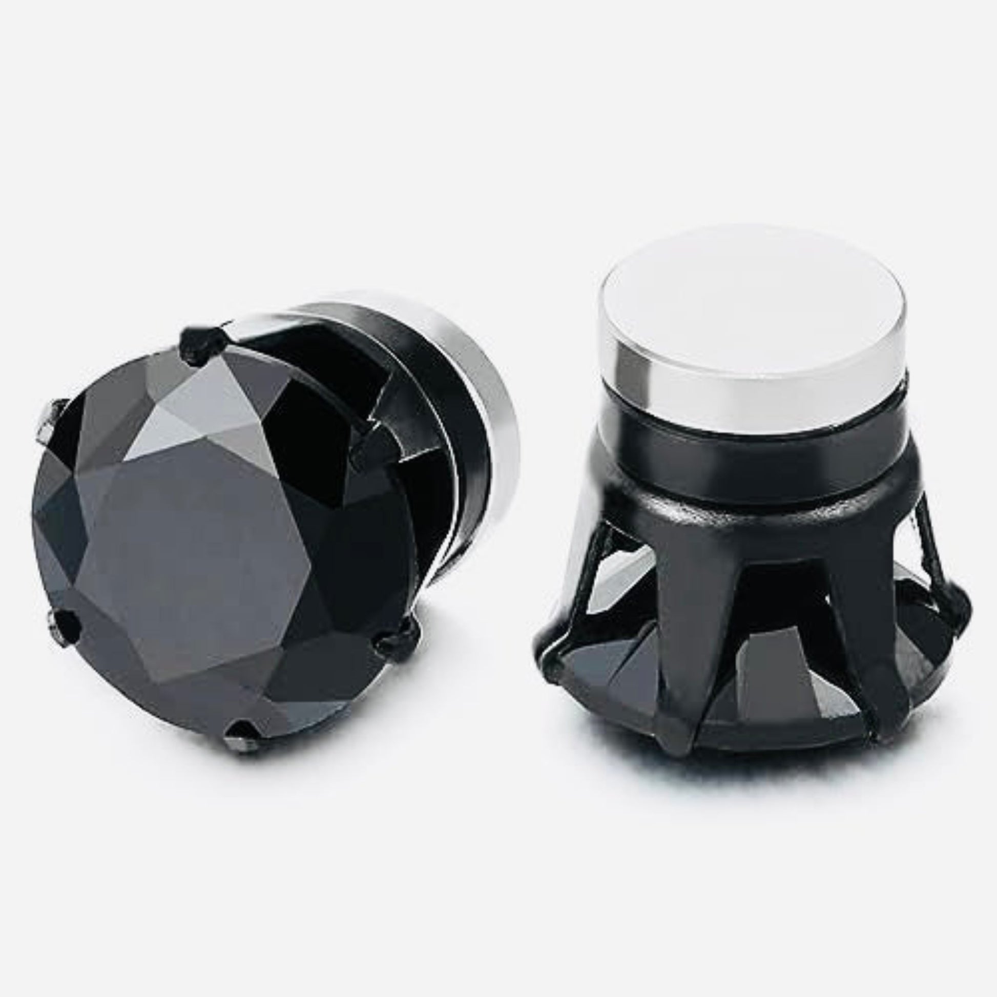 Black magnetic stud earrings with a sleek, minimalist design, featuring a smooth matte finish for a modern look.