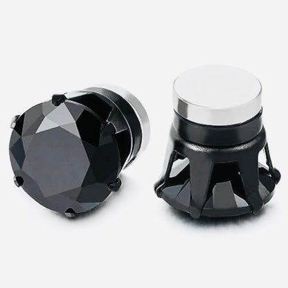 Black magnetic stud earrings with a sleek, minimalist design, featuring a smooth matte finish for a modern look.