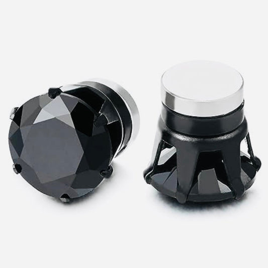 Black magnetic stud earrings with a sleek, minimalist design, featuring a smooth matte finish for a modern look.