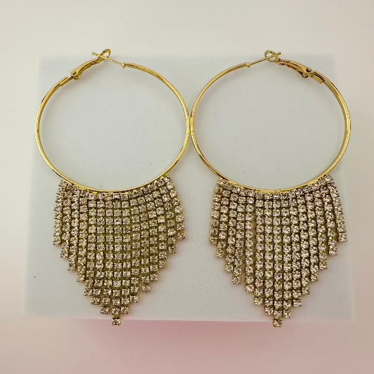 Gold Rhinestones Hoop Earrings for the special occasions .