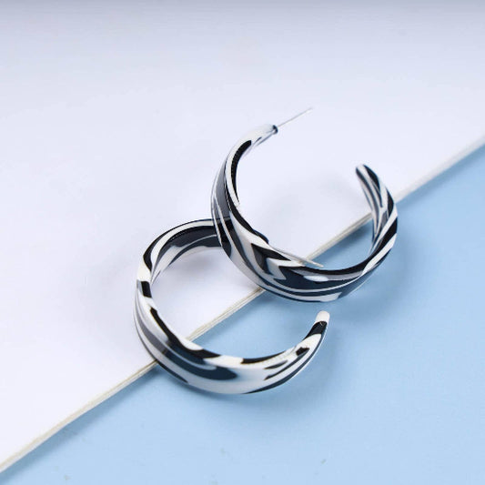 Zebra Hoop Earrings Bold Animal Print Jewelry