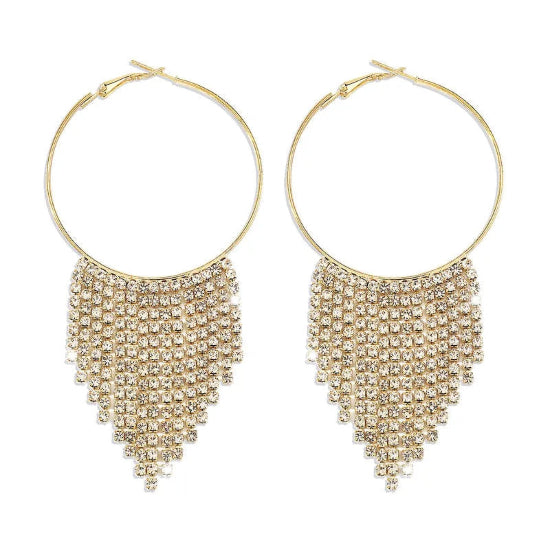 Affordable  Gold Rhinestones Hoop Earrings for the special occasions .