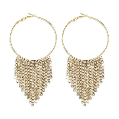Affordable  Gold Rhinestones Hoop Earrings for the special occasions .