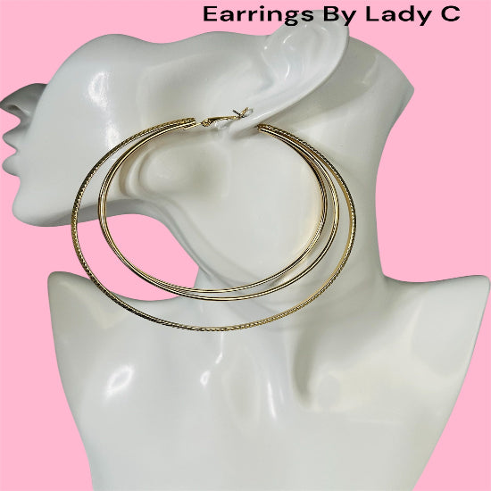  Large triple hoop earrings called Bold Loop Trio