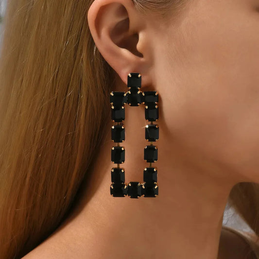 Rectangle Rhinestone Earrings