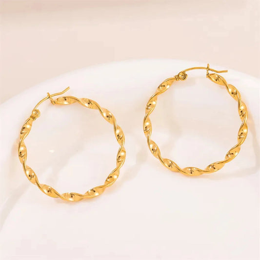 Affordable Gold Twisted Hoop Earrings very versatile. 